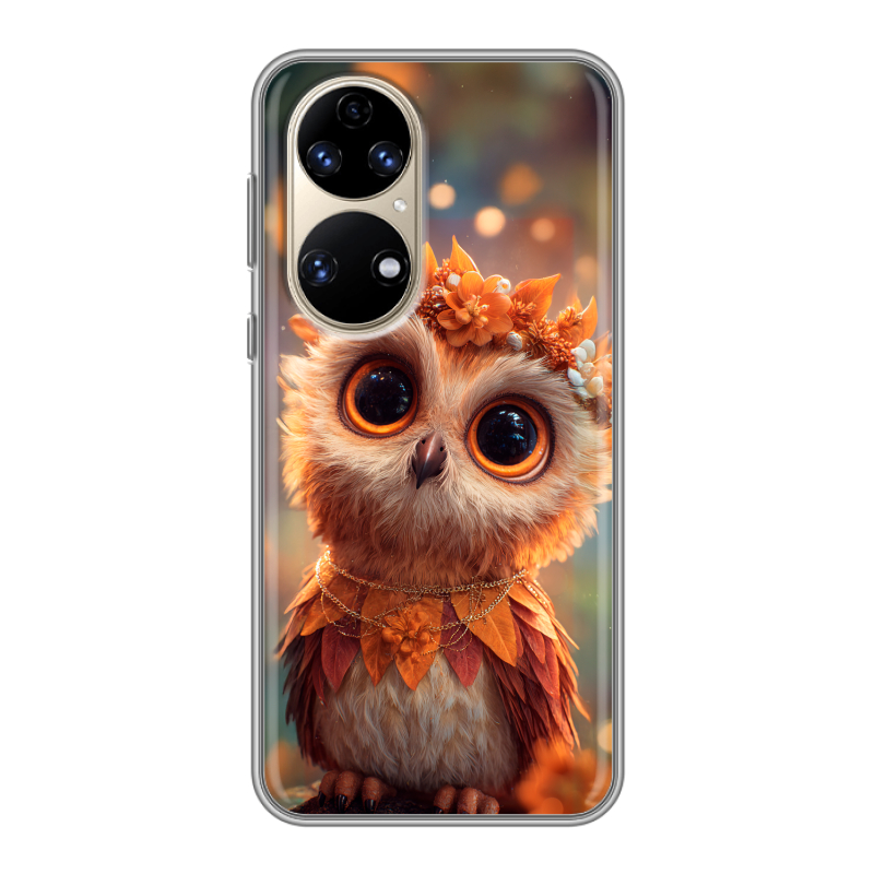Силиконовый чехол на Huawei P50 Pro с принтом Милая сова Силиконовый чехол на Huawei P50 Pro с принтом Милая сова