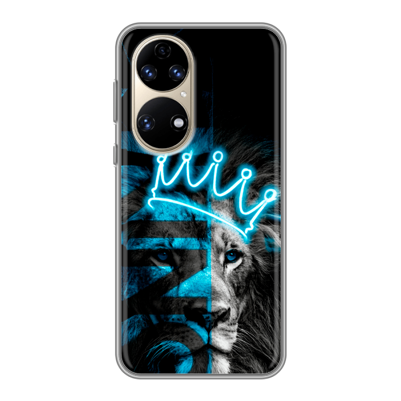Силиконовый противоударный чехол на Huawei P50 Pro с принтом Король лев Силиконовый противоударный чехол на Huawei P50 Pro с принтом Король лев