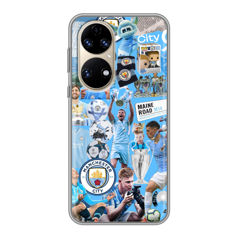 Силиконовый чехол на Huawei P50 Pro с принтом Man City Манчестер Сити Силиконовый чехол на Huawei P50 Pro с принтом Man City Манчестер Сити