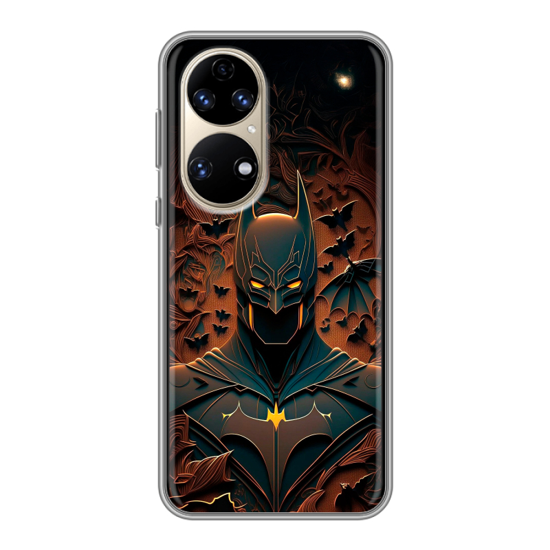 Силиконовый противоударный чехол на Huawei P50 Pro с принтом Batman Бэтмен Силиконовый противоударный чехол на Huawei P50 Pro с принтом Batman Бэтмен
