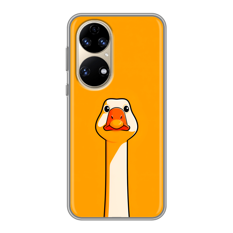 Силиконовый противоударный чехол на Huawei P50 Pro с принтом Смешная утка Силиконовый противоударный чехол на Huawei P50 Pro с принтом Смешная утка