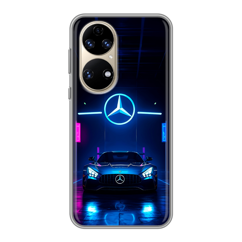 Силиконовый чехол на Huawei P50 Pro с принтом Mercedes Мерседес Силиконовый чехол на Huawei P50 Pro с принтом Mercedes Мерседес
