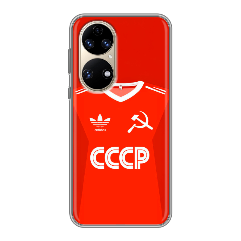 Силиконовый противоударный чехол на Huawei P50 Pro с принтом Флаг Герб СССР Силиконовый противоударный чехол на Huawei P50 Pro с принтом Флаг Герб СССР