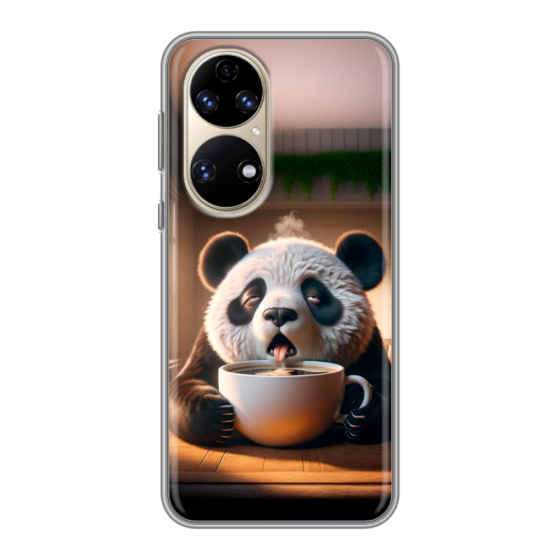 Силиконовый противоударный чехол на Huawei P50 Pro с принтом смешная панда Силиконовый противоударный чехол на Huawei P50 Pro с принтом смешная панда