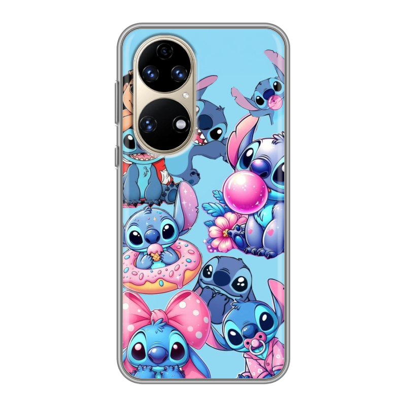 Силиконовый противоударный чехол на Huawei P50 Pro с принтом Лило и Стич Силиконовый противоударный чехол на Huawei P50 Pro с принтом Лило и Стич