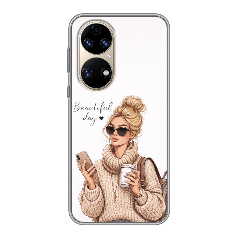 Силиконовый чехол на Huawei P50 Pro с принтом женский Силиконовый чехол на Huawei P50 Pro с принтом женский