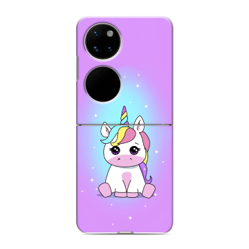 Пластиковый чехол на Huawei P50 Pocket с принтом Единорог Пластиковый чехол на Huawei P50 Pocket с принтом Единорог