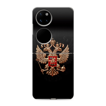 Пластиковый чехол на Huawei P50 Pocket с принтом Герб России Пластиковый чехол на Huawei P50 Pocket с принтом Герб России