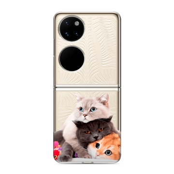 Пластиковый чехол на Huawei P50 Pocket с принтом Кошки Пластиковый чехол на Huawei P50 Pocket с принтом Кошки