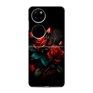 Пластиковый чехол на Huawei P50 Pocket с принтом Розы красные Пластиковый чехол на Huawei P50 Pocket с принтом Розы красные