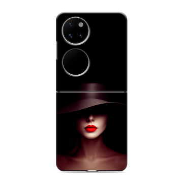 Пластиковый чехол на Huawei P50 Pocket с принтом Девушка в шляпе Пластиковый чехол на Huawei P50 Pocket с принтом Девушка в шляпе