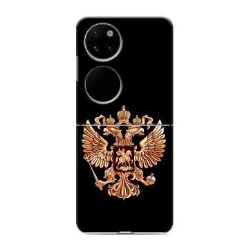 Пластиковый чехол на Huawei P50 Pocket с принтом Герб России золотой