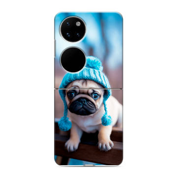 Пластиковый чехол на Huawei P50 Pocket с принтом Мопс в шапке Пластиковый чехол на Huawei P50 Pocket с принтом Мопс в шапке
