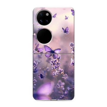 Пластиковый чехол на Huawei P50 Pocket с принтом бабочки и лаванда Пластиковый чехол на Huawei P50 Pocket с принтом бабочки и лаванда