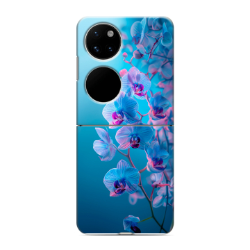 Пластиковый чехол на Huawei P50 Pocket с принтом голубые орхидеи