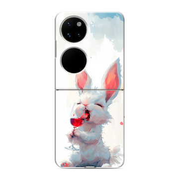 Пластиковый чехол на Huawei P50 Pocket с принтом кролик зайчик