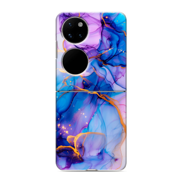 Пластиковый чехол на Huawei P50 Pocket с принтом синий мрамор Пластиковый чехол на Huawei P50 Pocket с принтом синий мрамор