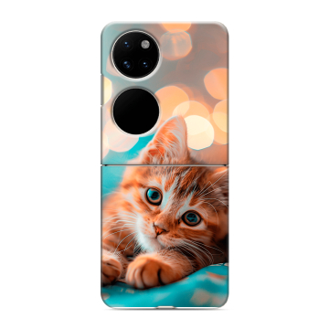 Пластиковый чехол на Huawei P50 Pocket с принтом котик