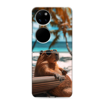 Пластиковый чехол на Huawei P50 Pocket с принтом Капибара Пластиковый чехол на Huawei P50 Pocket с принтом Капибара