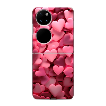 Пластиковый чехол на Huawei P50 Pocket с принтом розовые сердечки Пластиковый чехол на Huawei P50 Pocket с принтом розовые сердечки