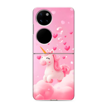 Пластиковый чехол на Huawei P50 Pocket с принтом Единорог Пластиковый чехол на Huawei P50 Pocket с принтом Единорог