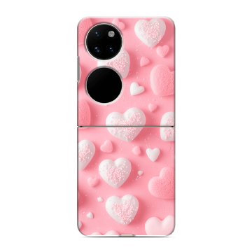 Пластиковый чехол на Huawei P50 Pocket с принтом Сердечки Пластиковый чехол на Huawei P50 Pocket с принтом Сердечки