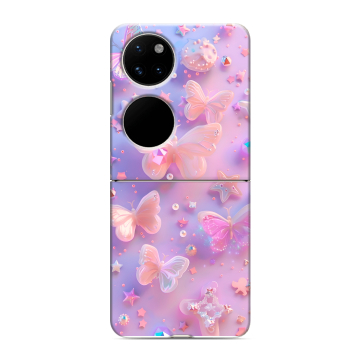 Пластиковый чехол на Huawei P50 Pocket с принтом Бабочки Пластиковый чехол на Huawei P50 Pocket с принтом Бабочки