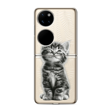 Пластиковый чехол на Huawei P50 Pocket с принтом Котенок