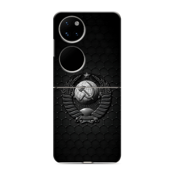 Пластиковый чехол на Huawei P50 Pocket с принтом Герб Флаг СССР Пластиковый чехол на Huawei P50 Pocket с принтом Герб Флаг СССР