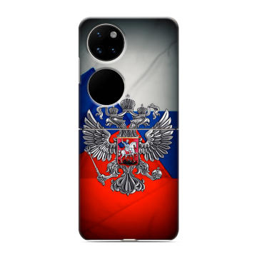 Пластиковый чехол на Huawei P50 Pocket с принтом Флаг России Пластиковый чехол на Huawei P50 Pocket с принтом Флаг России