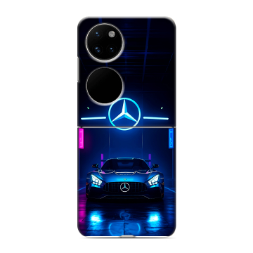 Пластиковый чехол на Huawei P50 Pocket с принтом Mercedes Мерседес Пластиковый чехол на Huawei P50 Pocket с принтом Mercedes Мерседес