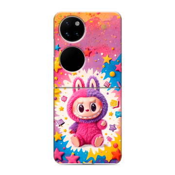 Пластиковый чехол на Huawei P50 Pocket с принтом Labubu Лабубу Пластиковый чехол на Huawei P50 Pocket с принтом Labubu Лабубу
