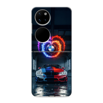 Пластиковый чехол на Huawei P50 Pocket с принтом BMW БМВ Пластиковый чехол на Huawei P50 Pocket с принтом BMW БМВ