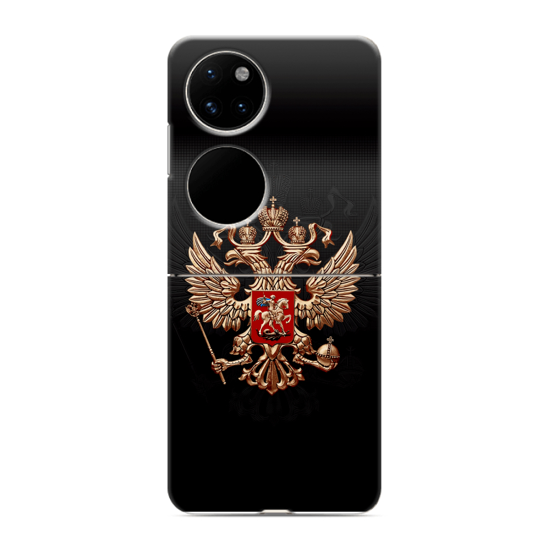 Пластиковый чехол на Huawei P50 Pocket с принтом Герб России Пластиковый чехол на Huawei P50 Pocket с принтом Герб России