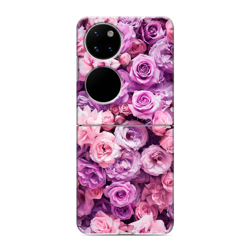 Пластиковый чехол на Huawei P50 Pocket с принтом лавандовые розы Пластиковый чехол на Huawei P50 Pocket с принтом лавандовые розы
