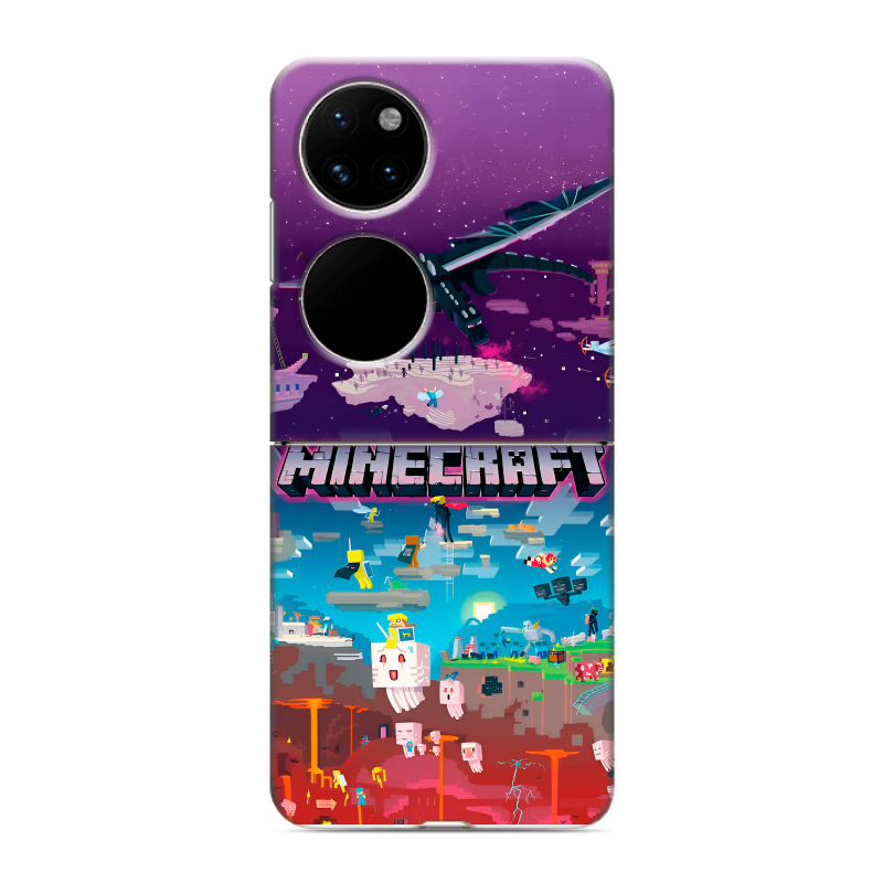 Пластиковый чехол на Huawei P50 Pocket с принтом Майнкрафт Minecraft Пластиковый чехол на Huawei P50 Pocket с принтом Майнкрафт Minecraft