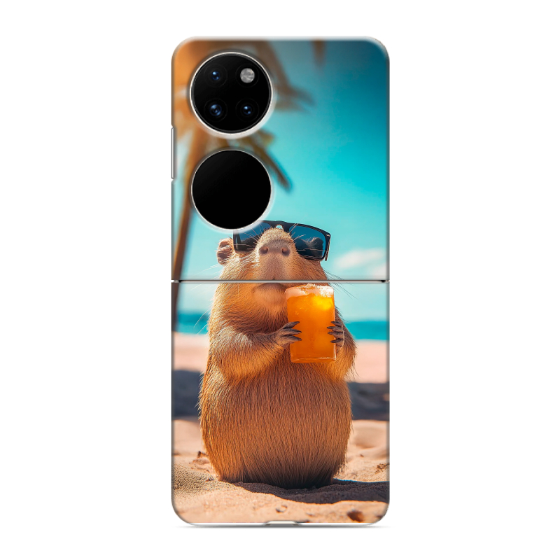 Пластиковый чехол на Huawei P50 Pocket с принтом Капибара Пластиковый чехол на Huawei P50 Pocket с принтом Капибара
