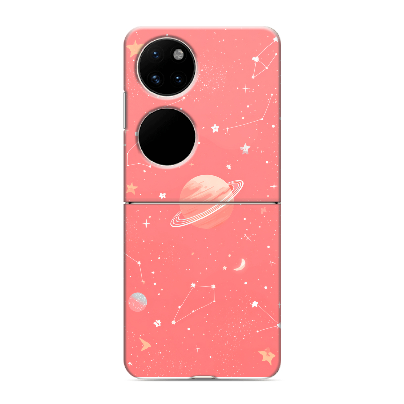 Пластиковый чехол на Huawei P50 Pocket с принтом Розовый космос Пластиковый чехол на Huawei P50 Pocket с принтом Розовый космос