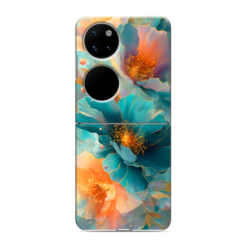Пластиковый чехол на Huawei P50 Pocket с принтом Цветы Пластиковый чехол на Huawei P50 Pocket с принтом Цветы