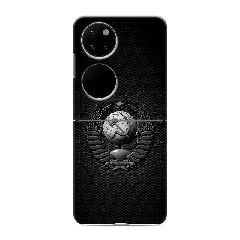 Пластиковый чехол на Huawei P50 Pocket с принтом Герб Флаг СССР Пластиковый чехол на Huawei P50 Pocket с принтом Герб Флаг СССР