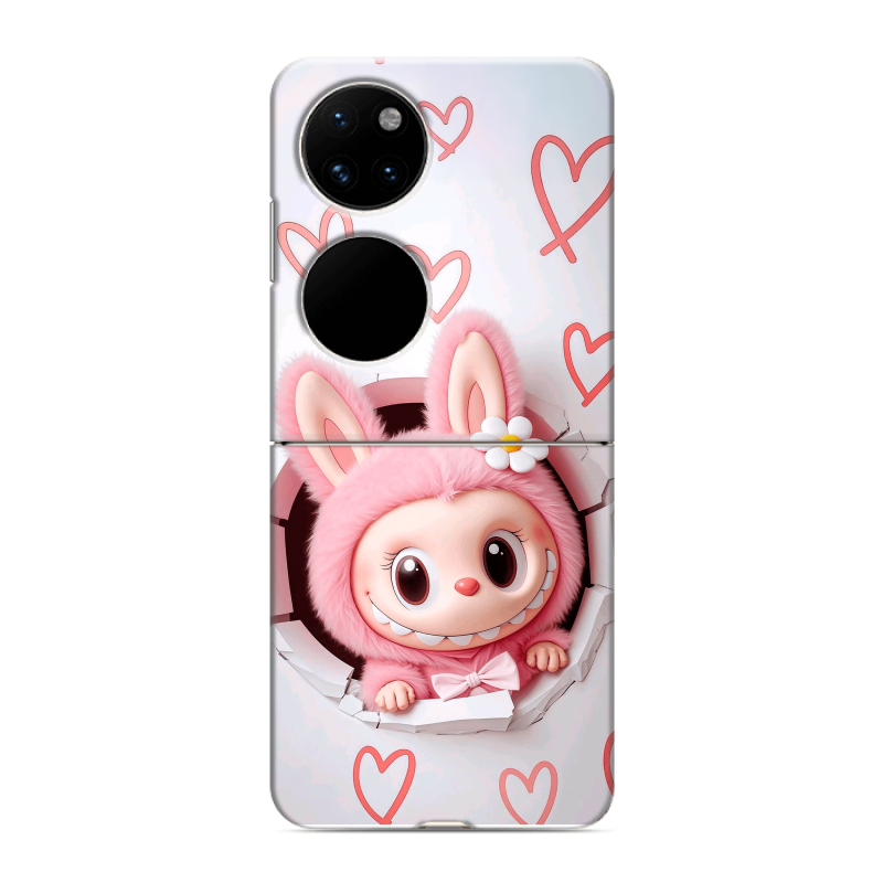 Пластиковый чехол на Huawei P50 Pocket с принтом Labubu Лабубу Пластиковый чехол на Huawei P50 Pocket с принтом Labubu Лабубу