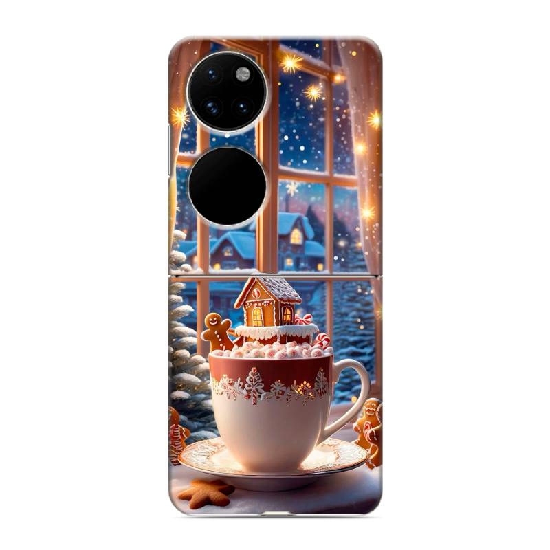 Пластиковый чехол на Huawei P50 Pocket с принтом Новый год Пластиковый чехол на Huawei P50 Pocket с принтом Новый год