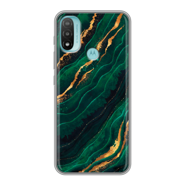 Силиконовый чехол на Motorola Moto E20 с принтом Мрамор зеленое золото