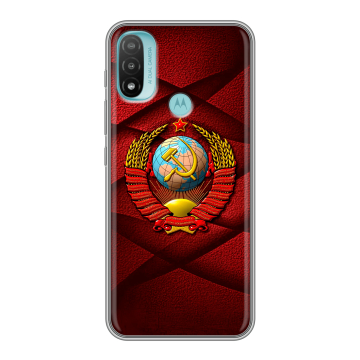Силиконовый чехол на Motorola Moto E20 с принтом Герб СССР