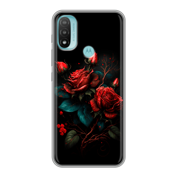 Силиконовый чехол на Motorola Moto E20 с принтом Розы красные