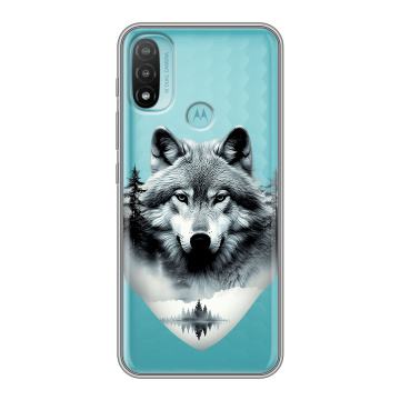 Силиконовый чехол на Motorola Moto E20 с принтом Волк в лесу
