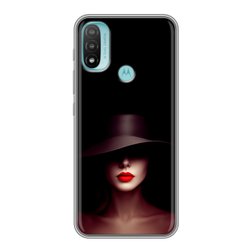 Силиконовый чехол на Motorola Moto E20 с принтом Девушка в шляпе
