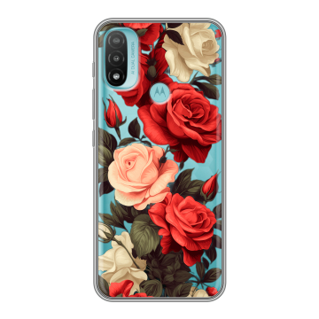 Силиконовый чехол на Motorola Moto E20 с принтом Розы