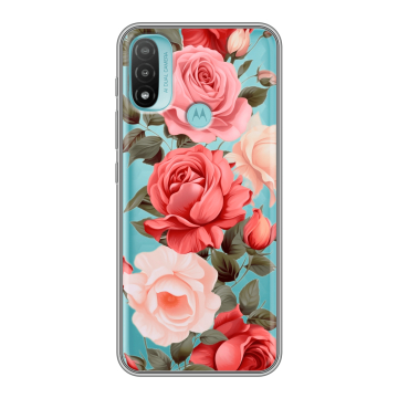 Силиконовый чехол на Motorola Moto E20 с принтом Розы