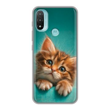 Силиконовый чехол на Motorola Moto E20 с принтом котенок